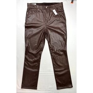Gap Vintage Slim High Rise Pants‎ Womens Size 30/10R Brown Faux Leather Straight